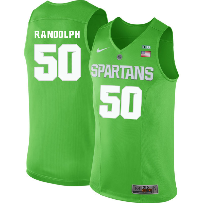 Men #50 Zach Randolph Michigan State Spartans College Basketball Jerseys-Apple Green